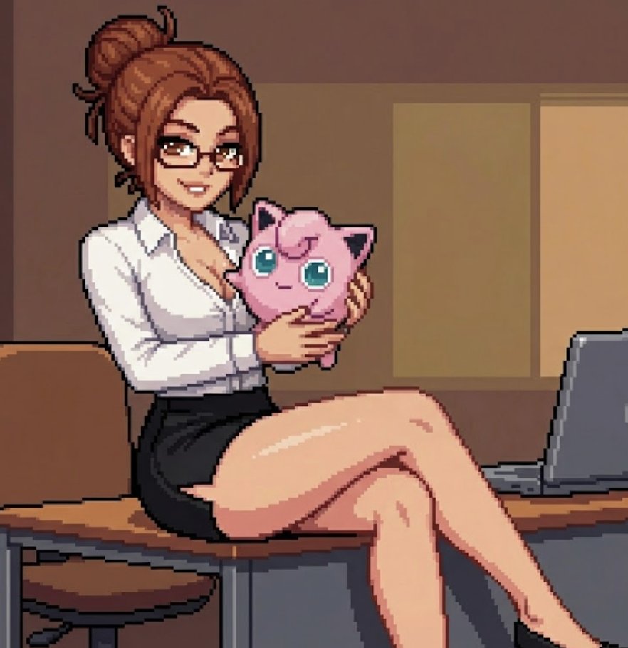 layDevSki's tweet photo. Happy #PokemonDay! 🥳
Even the heroes from my game are celebrating — she just had to bring her favorite Pokémon along!
#pikemon #pixelart #AIart #CuteArt #SFW https://t.co/vqJIyMx7N4