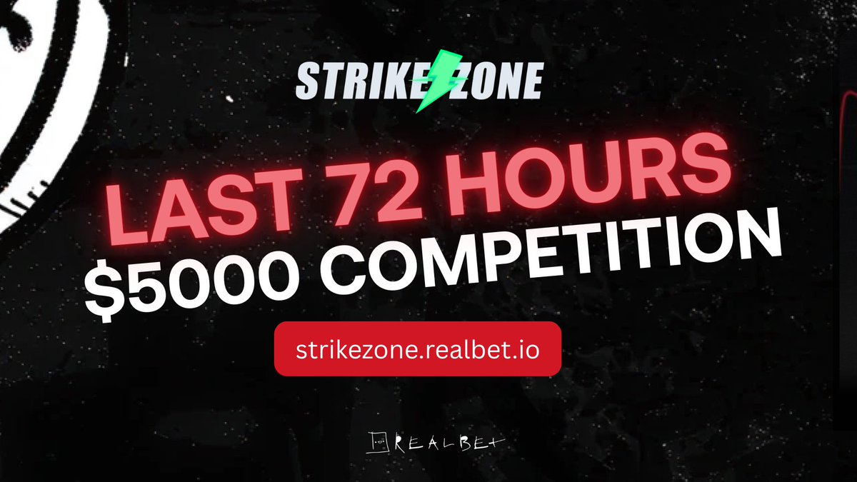 3 days until Strike Zone $5,000 competition closes for good.

Your participation during this competition is permanently recorded. Your timestamp. Your points. Your leaderboard position.

Don’t be the “I meant to sign up” person.

strikezone.realbet.io