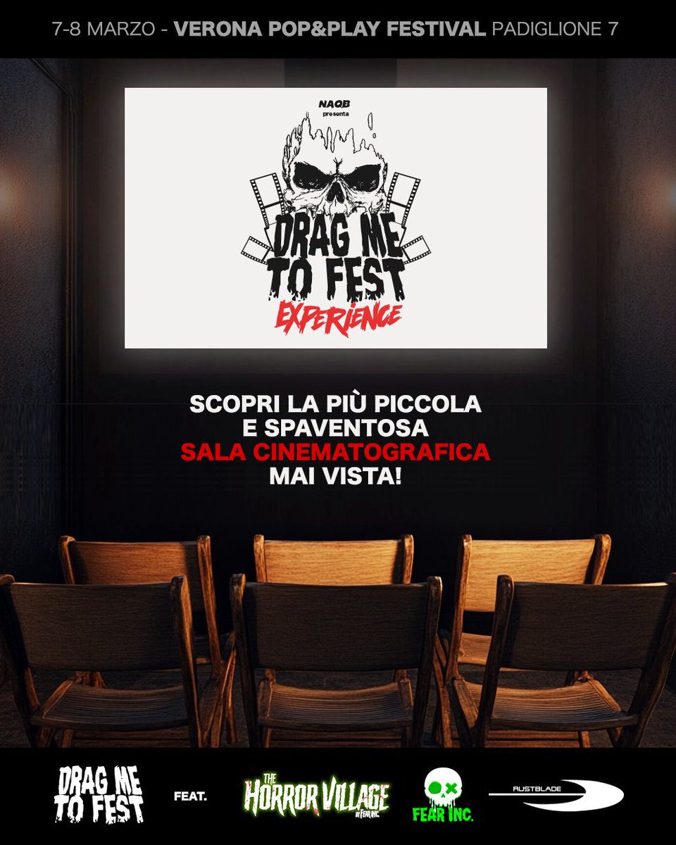 DragMeToFest's tweet photo. DRAG ME TO FEST EXPERIENCE🔥🎬 Ti ricordi quando scegliere un film era un rito? Quel momento è tornato.  Dentro il Verona Pop&amp;Play nasce la sala horror più piccola che tu abbia mai visto! https://t.co/lbDGBbpxdt
7-8 marzo - Veronafiere – Viale del Lavoro 8, Verona – Padiglione 7 https://t.co/Was0EvQGqS