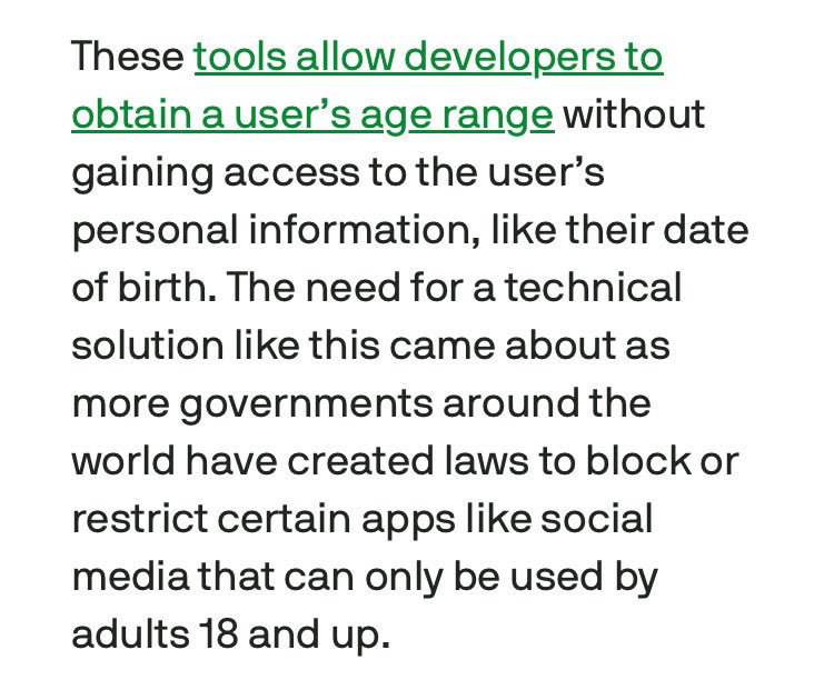 FindingSubtext's tweet photo. @WisKy64VT This is actually exactly what is needed though; a standard that reveals age range without giving ANY personal information from the API. https://t.co/na6GegV2Sw