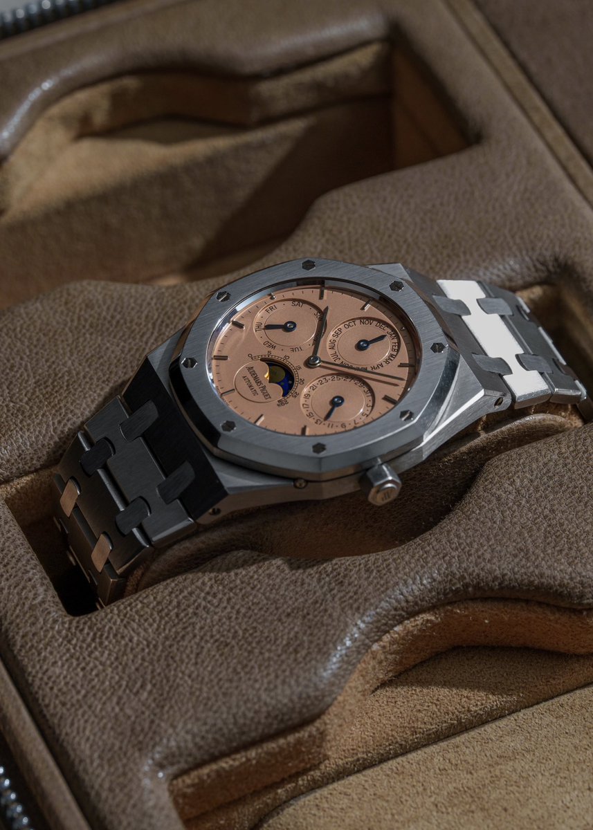 Live in Exclusives. A ref. 25654ST with a special-request salmon dial, one of just a handful made. This is one of 315 examples of the 25654 in steel. The 25654 was Audemars Piguet's effort at blending high watchmaking complication with the utilitarian and disruptive Royal Oak