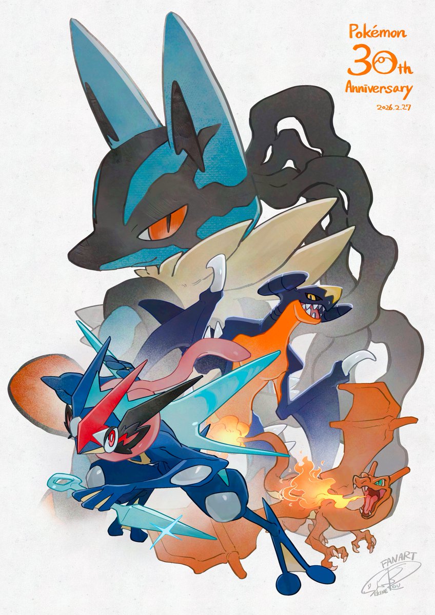 好きなポケモンたちでお祝い🎉
おめでとうございます！！
 #ポケモン30周年  #ポケモンデー