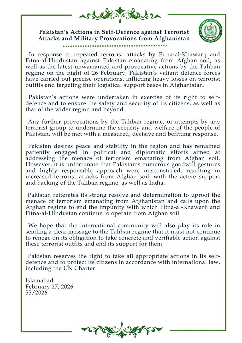 Ministry of Foreign Affairs - Pakistan tweet media