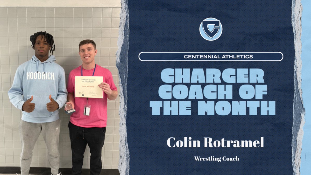 Charger Coach of the month (sponsored by Horace Mann) is.... Coach Colin for Wrestling! Congratulations- we are very excited to have you as our wrestling coach! #ifitaintblueitainttrue #paintthetownblue
