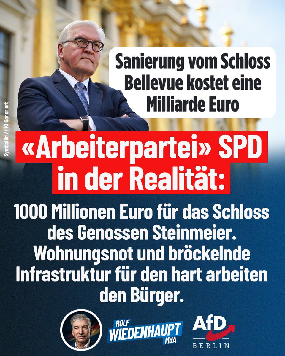 Während Berliner Familien händeringend nach bezahlbarem Wohnraum suchen und die Infrastruktur unserer Hauptstadt zunehmend verfällt, scheint sich der politische Betrieb von der Lebensrealität der eigenen Bevölkerung immer weiter zu entfernen.

Die geplante Sanierung des Schlosses