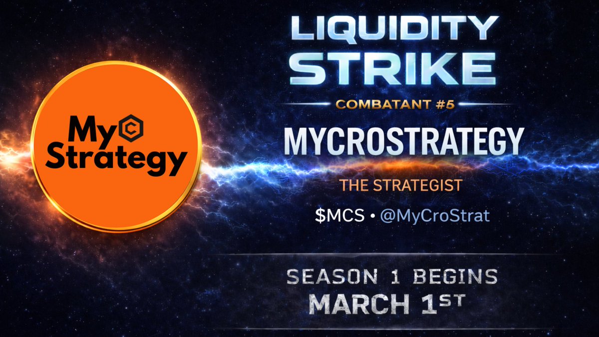 🧠 COMBATANT #5: <a href="/MyCroStrat/">MyCroStrategy</a>

$MCS enters the arena.

While others charge in blind, MyCroStrategy calculates.

Every move is measured. Every position is planned. In a war of liquidity, brute force only gets you so far. 

Don’t underestimate the strategist.

2 days until war. ⚡