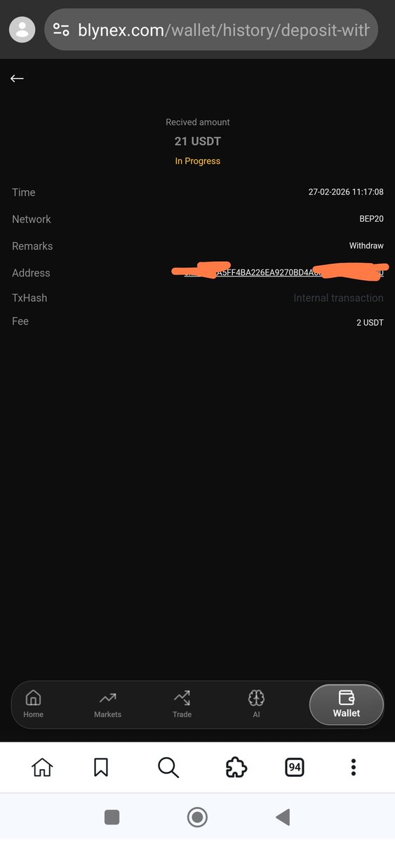 coinbase565's tweet photo. @Blynex_ex My withdrawal not received already 1:30 hours passed, pure fraud exchange https://t.co/cH4TmoilNs