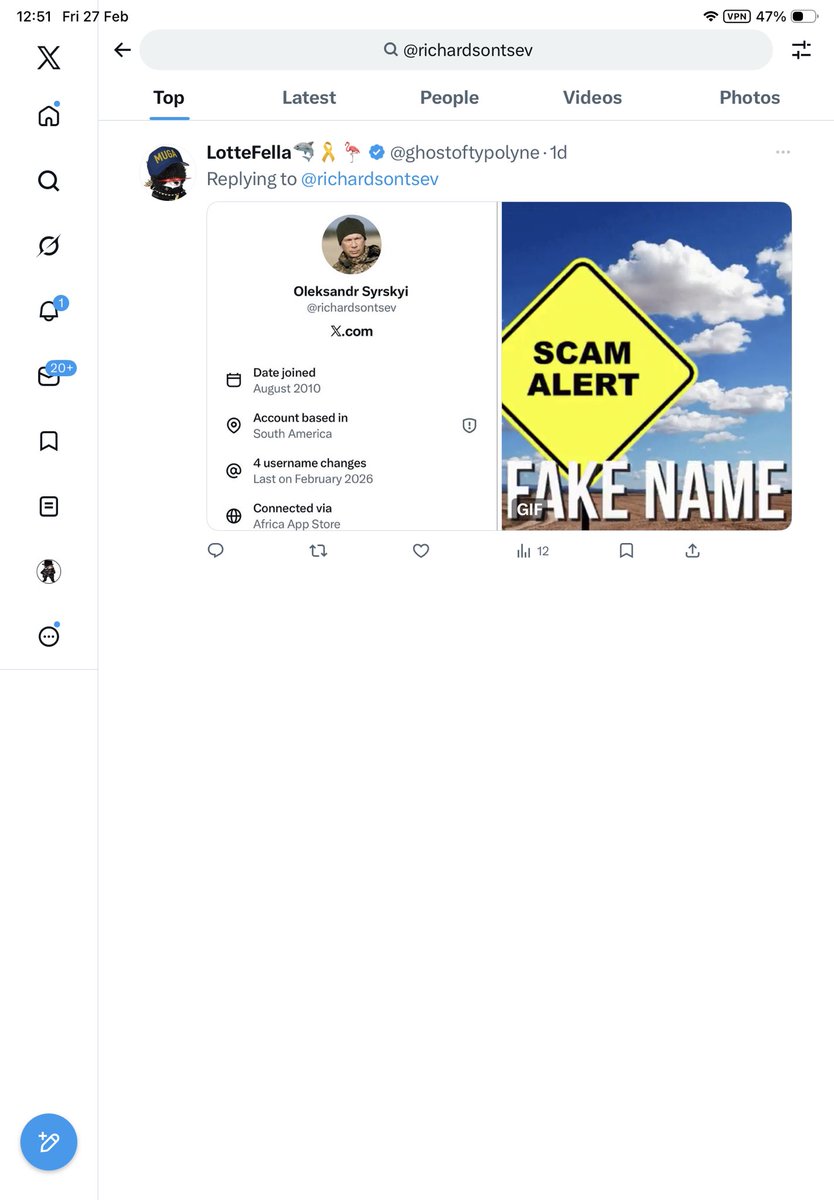 pip_sir's tweet image. Another fake UAF Soldier / scammer gone 
We suspended @richardsontsev's account for breaking our exposing private info rule. We found they broke our exposing private info rule through different reports we received about their behaviour.
#fellas #fakesoldier