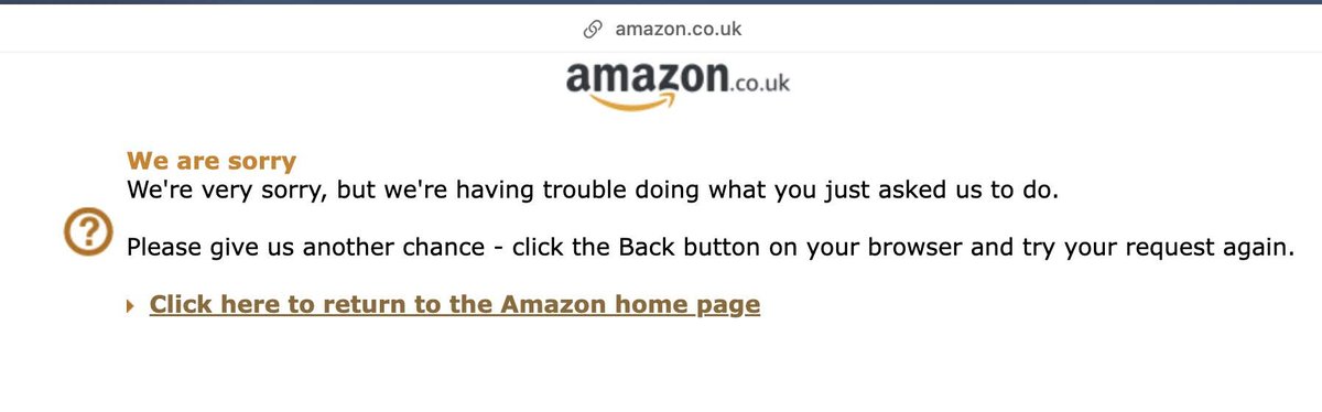 DavidWainwright's tweet image. I haven't been able to buy anything from Amazon today.
@AmazonUK #outage