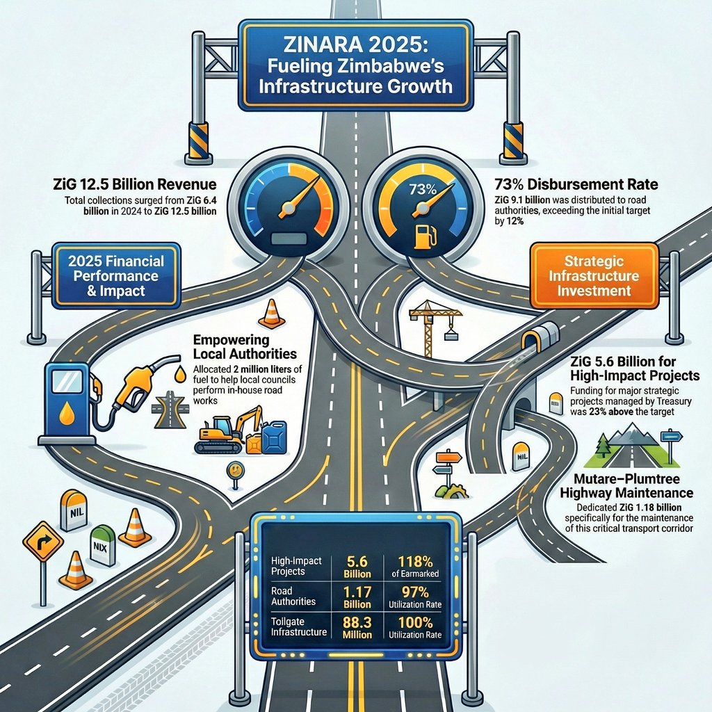 HuniPrince's tweet photo. From policy to progress. #ZiG 5.6B invested in high-impact projects, 118% of funds earmarked & 100% utilization for tollgate infrastructure, proof that disciplined #RevenueManagement is building roads, capacity & long-term growth. #RoadsForDevelopment @ZimGvt_NDS1 @Zim_Vision2030 https://t.co/4WNp7u2MaP