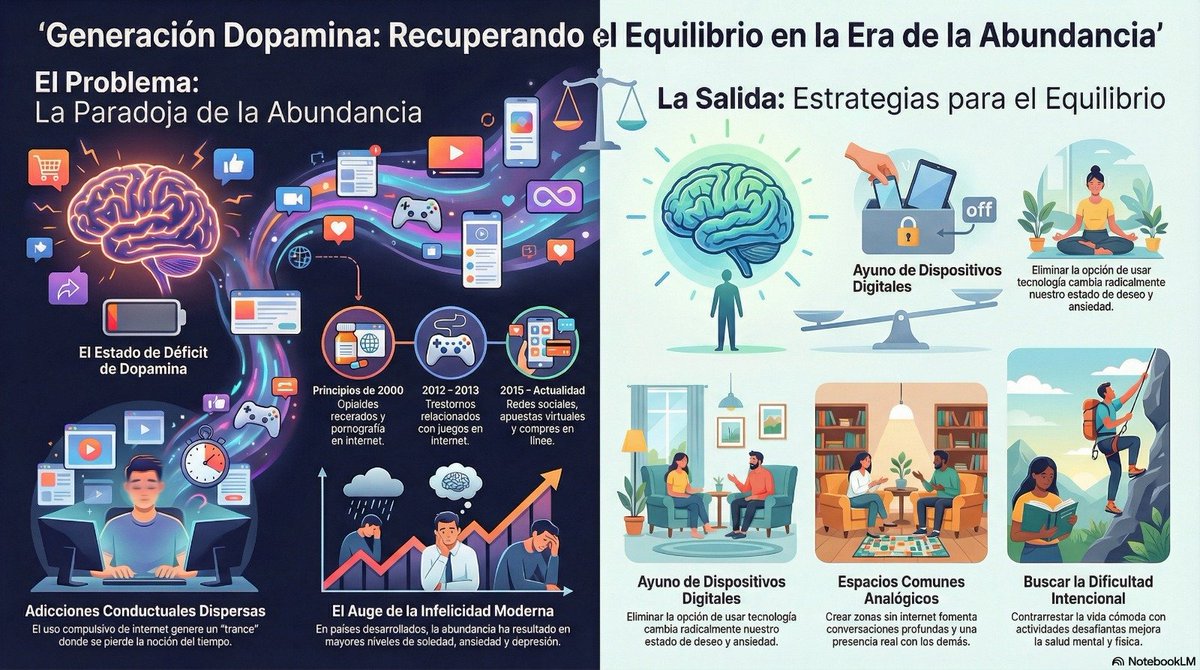 ¿Vivimos en un "trance" digital? 🧠 La abundancia de estímulos agota nuestra atención. El reto educativo hoy no es solo usar la tecnología, sino aprender a desconectar para reconectar. Anna Lembke nos invita a buscar el equilibrio analógico. ⚖️✨
​#EdTech #BienestarDigital