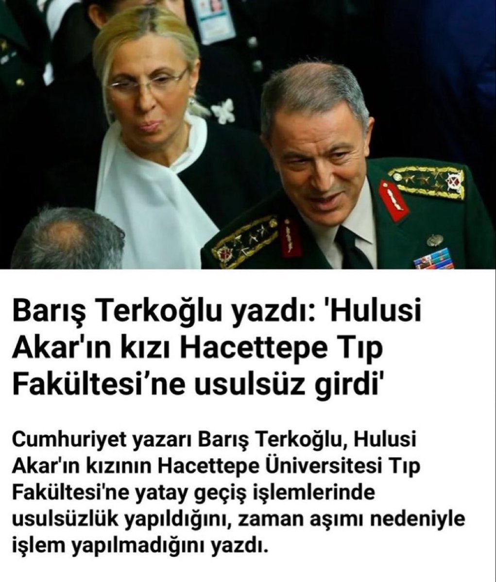 Hulisi Akar’ın Tıp fakültesine usulsüz giren kızının da diplomasını iptal edecek misiniz?