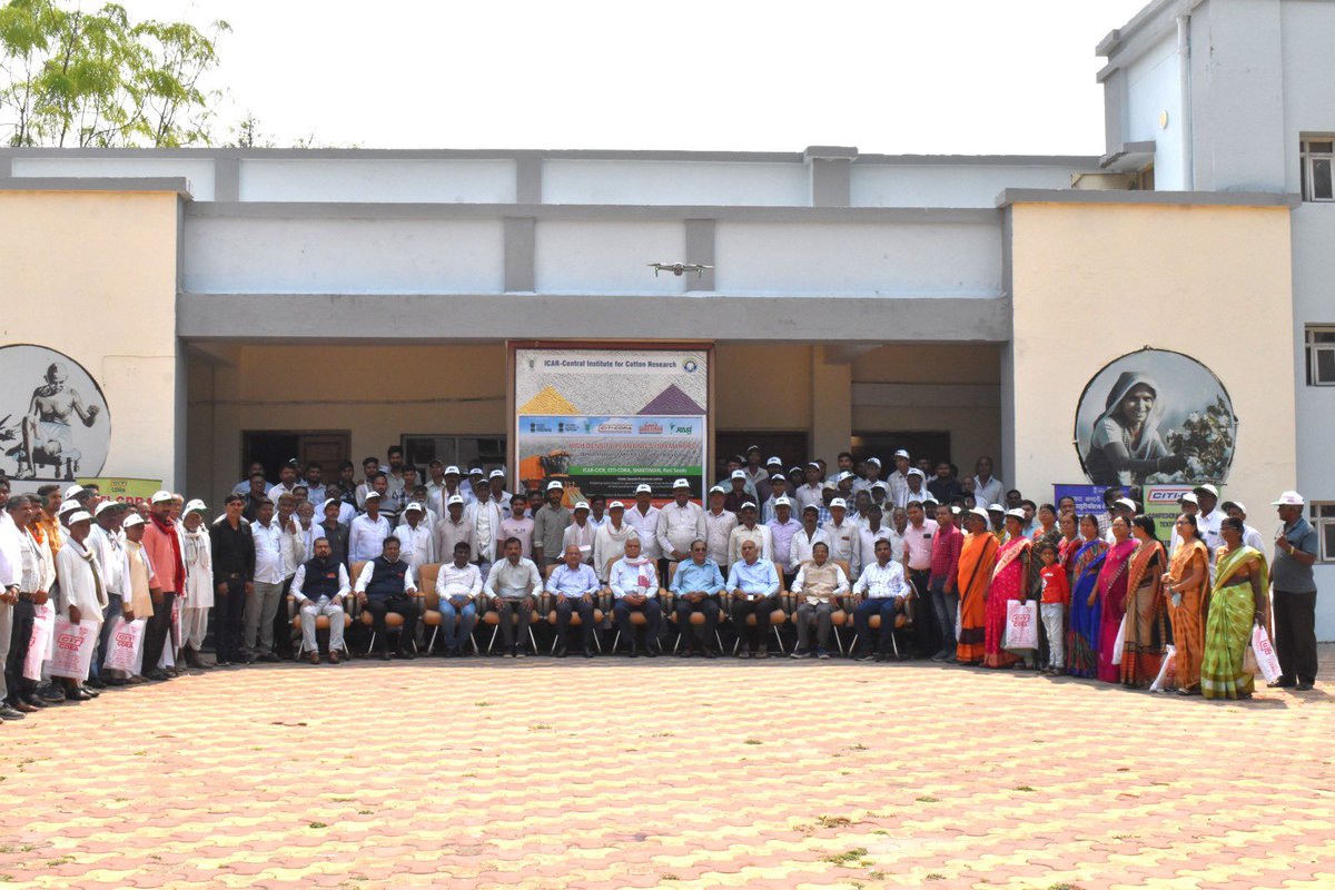 icar_cicr's tweet photo. ICAR-Central Institute for Cotton Research,in collaboration with CITI-CDRA, Shaktiman Agro &amp; Rasi Seeds Pvt. Ltd., organised a Demonstration of Machine Harvesting of HDPS Cotton on 27 February 2026 at Nagpur. @icarindia @AgriGoI #icar #cicr #cicrnagpur #icarcicr @ChouhanShivraj https://t.co/Y3v2xVCKxy