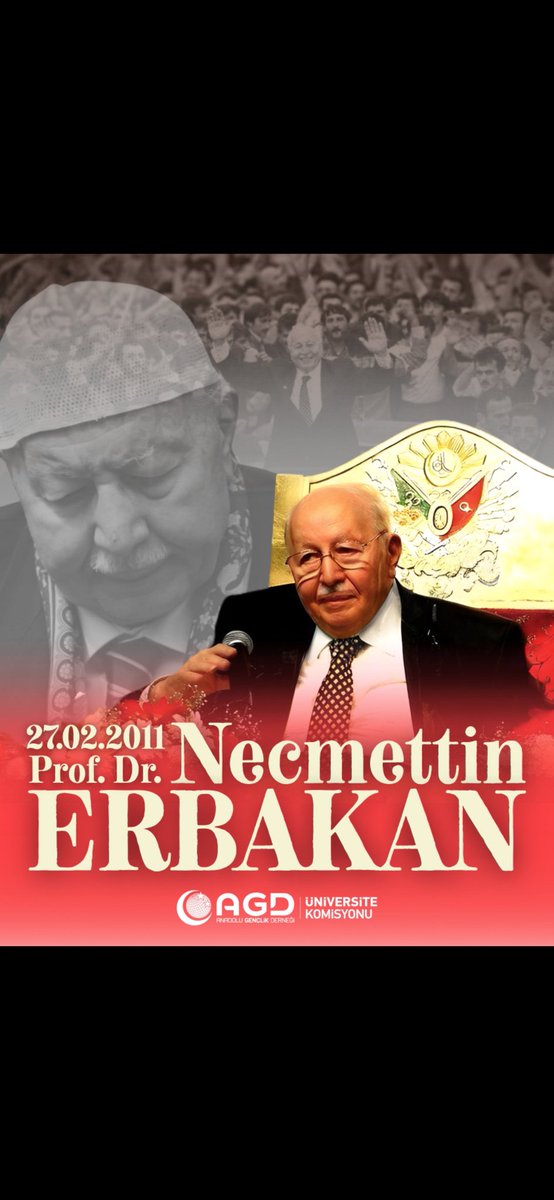 Ben, Canıyla Malıyla Allah Yolunda Cihad Eden Bir Müslüman Olarak Anlmak isterim. Cumhuriyet Tarihimizin Müstesna Şahsiyeti, Hocaların Hocası Prof. Dr Necmettin Erbakan'ı Vefatının Senei Devriyesinde Rahmet, Minnetle Anıyoruz. Mekânı Cennet, Makamı Olsun." #milligorusmedeniyettir