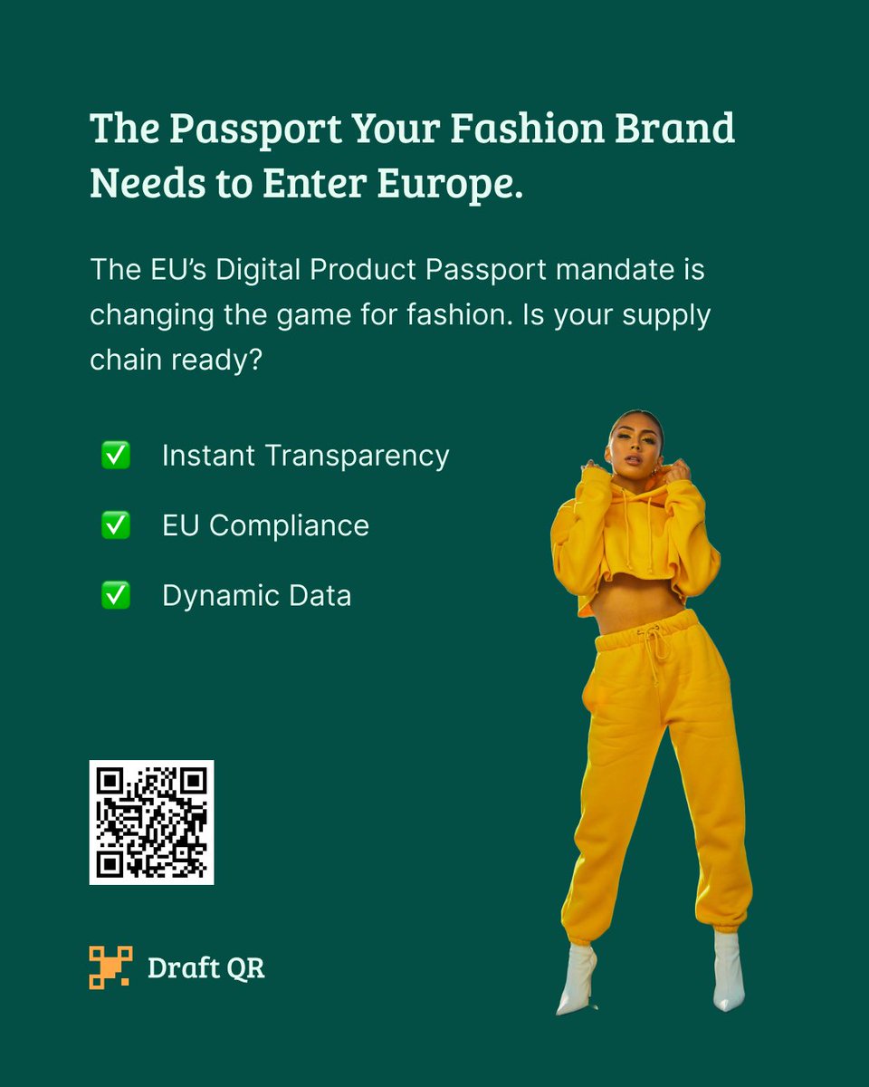 SubashMathes's tweet photo. At Draft QR, we’re helping manufacturers and brands stay ahead of compliance with smart, scannable solutions that track every stitch from origin to shelf.

Instant Transparency: Give customers the full story behind their clothes.

#EU #Compliance #dpp https://t.co/iFsT5pejvR