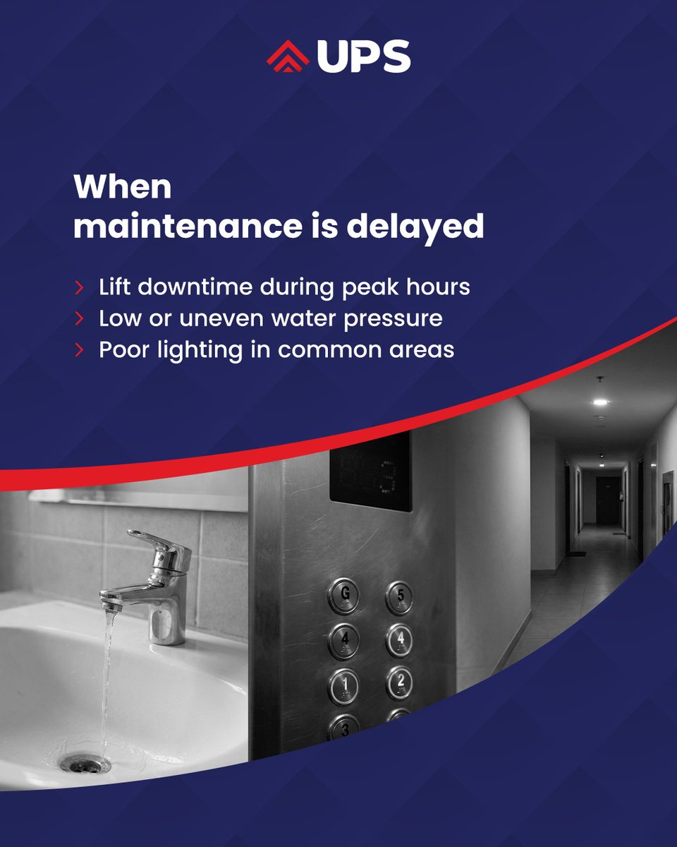 upsfmservices's tweet image. Small delays in maintenance quickly turn into daily disruptions for residents. Consistent upkeep keeps living spaces safe, comfortable, and reliable. 

Explore more at upsfm.com 

#FacilityManagement #ResidentialMaintenance #DailyLiving #PreventiveCare #UPSFM