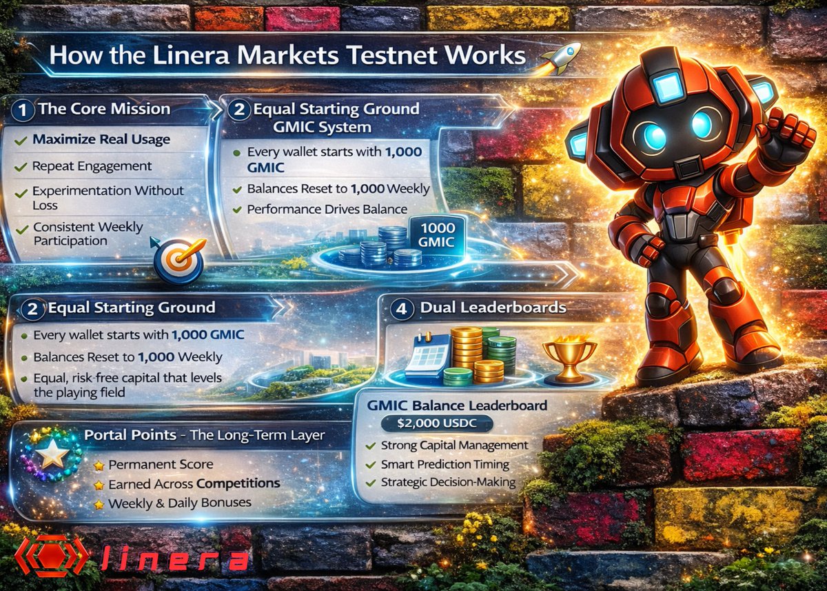 How the Linera Markets Testnet Works - A Competitive Playground for On chain Skill, <a href="/linera_io/">Linera ⛓️</a> 

The Linera Markets Testnet isn't just a demo. It's a live, competitive proving ground designed to stress-test infrastructure, reward real participation, and surface true skill in