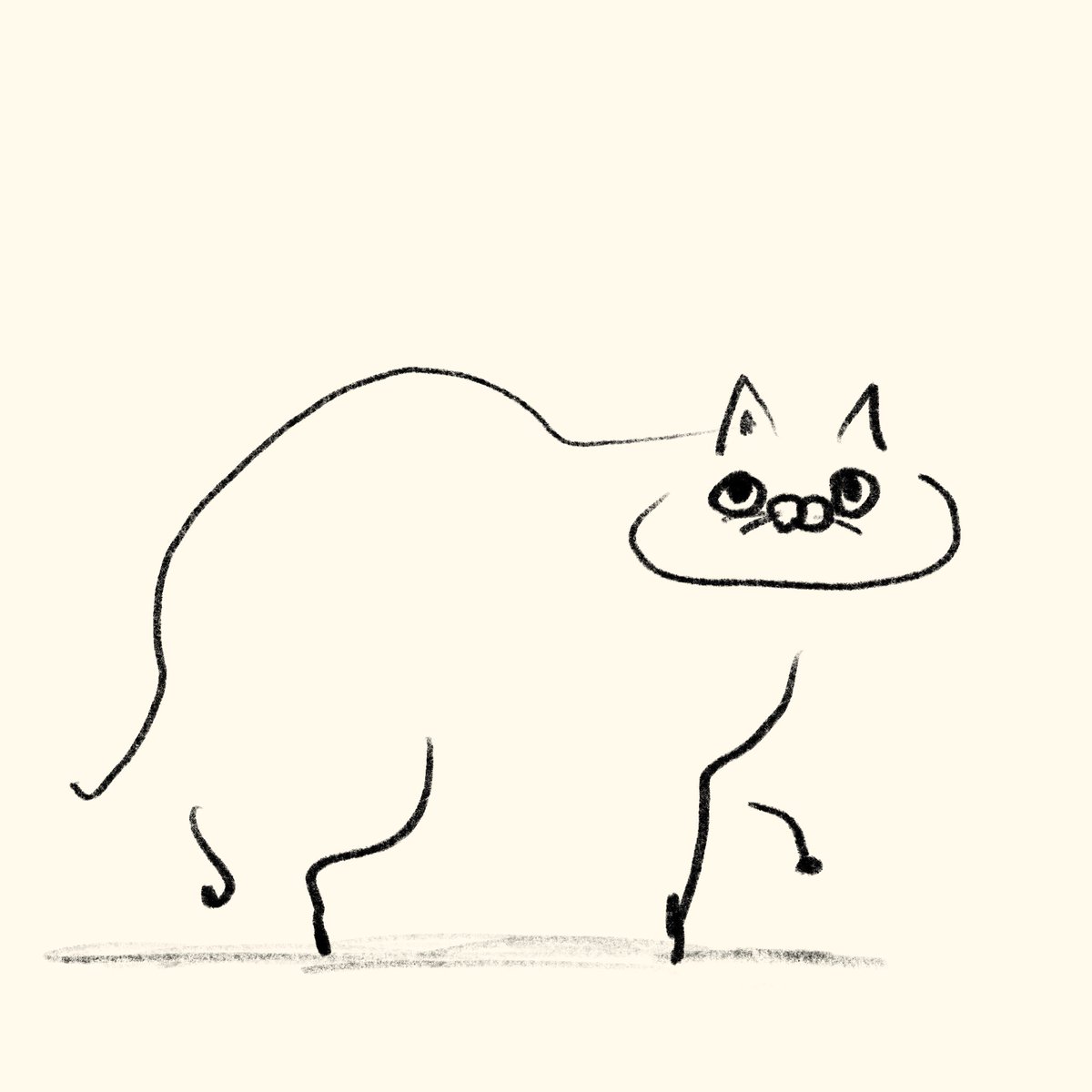 スケッチ　触りたそうにしてる人を一瞬見上げ、軽快に逃げていく猫