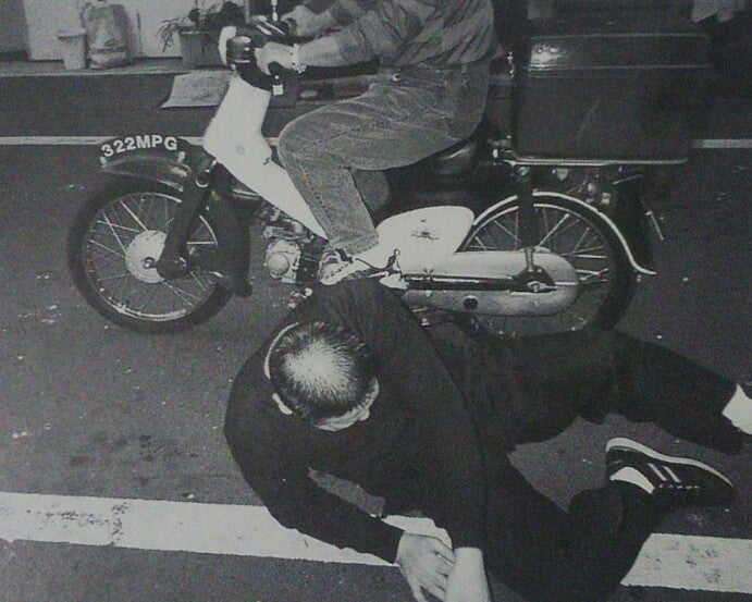 Freddie Krueger up to no good in the IWA, running over someone with a small motorcycle