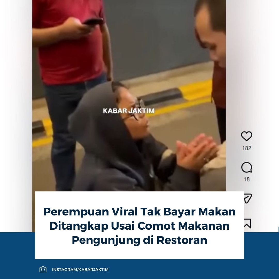 kompascom's tweet image. Perempuan viral tak bayar makan ditangkap di McDonald's Hayam Wuruk usai mengambil makanan pengunjung. Restoran melapor ke Satgas P3S. Ia dibawa ke Kelurahan Kebon Kelapa oleh petugas.

Baca selengkapnya: megapolitan.kompas.com/read/2026/02/2…

~RK #viral #makan #jaktim