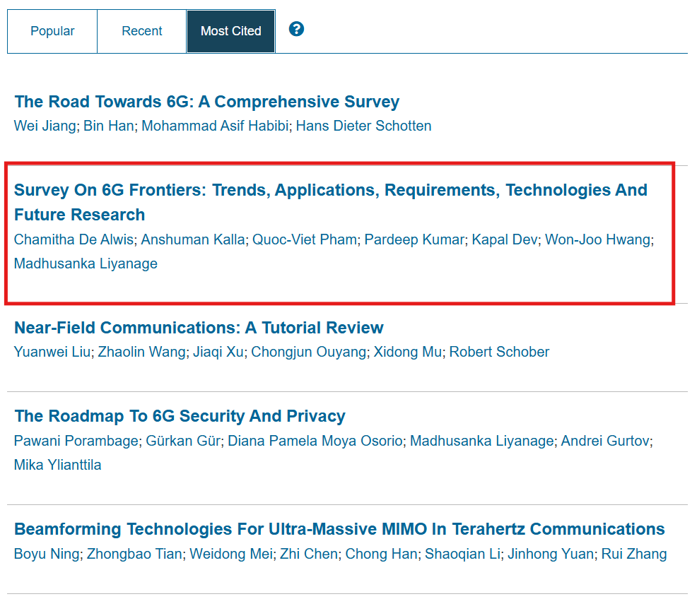 chamdeawis's tweet photo. Our research paper, “Survey on 6G Frontiers: Trends, Applications, Requirements, Technologies and Future Research,” has now surpassed 1000+ citations.
It is currently the second highest-cited article in the IEEE Open Journal of the Communications Society (Q1). https://t.co/aHJDHTiSDI