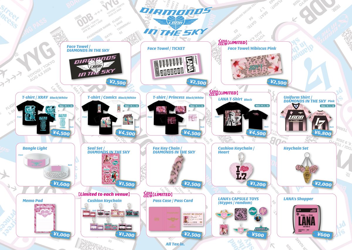 LANA LIVE TOUR 2026 “DIAMONDS IN THE SKY” OFFICIAL GOODS事前販売