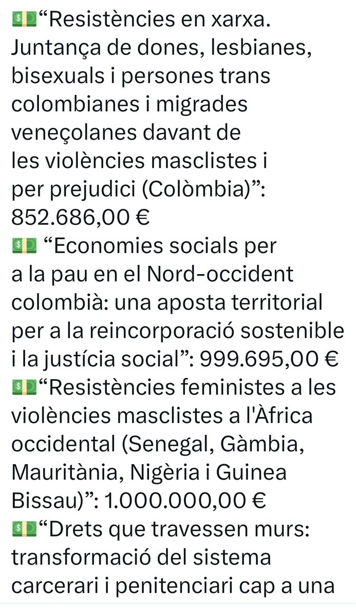 Fins a l'últim euro a allò que importa? 37 milions d'€ llençats, a finançar projectes esperpèntics de cooperació internacional, mentre a Cat tenim necessitats prioritàries que s'ignoren x.com/i/status/19937…