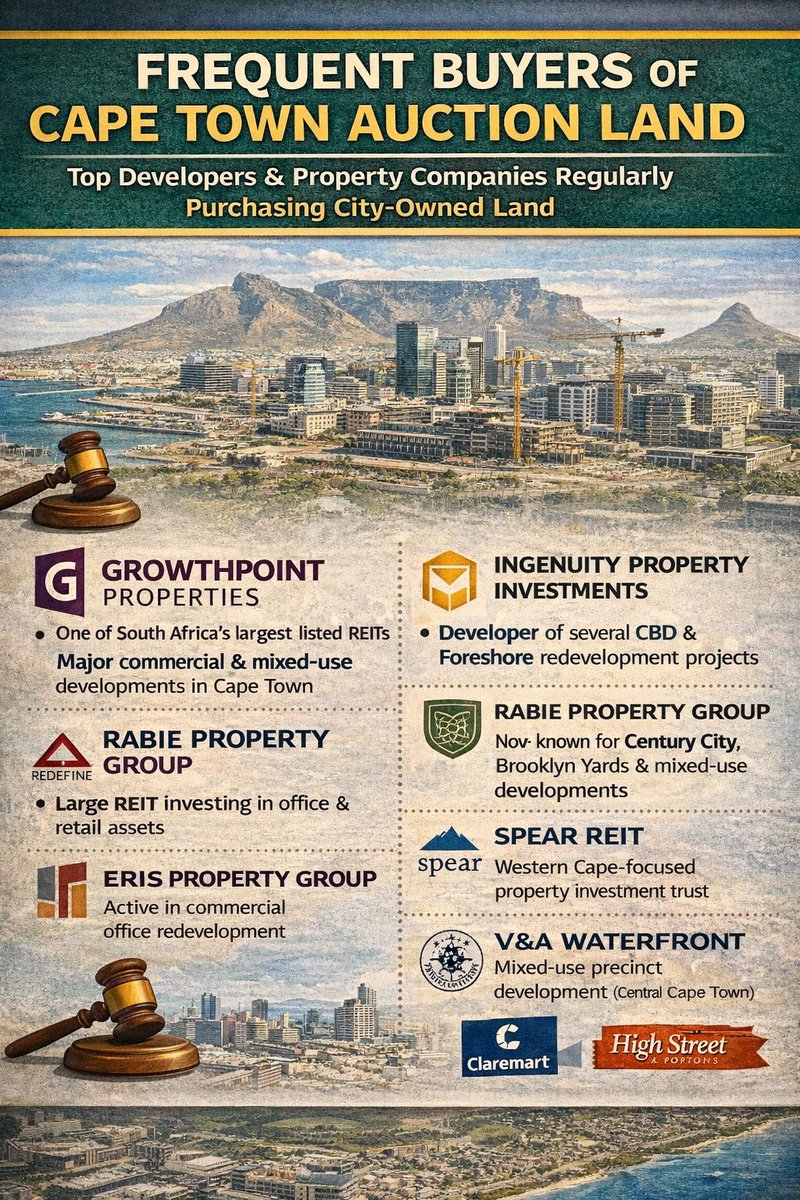 These are the companies the City of Cape Town is constantly granting municipal land through a process disguised as public auction.

The opening bids value already disqualifies natives. It is done on purpose to perpetuate white nationalism.