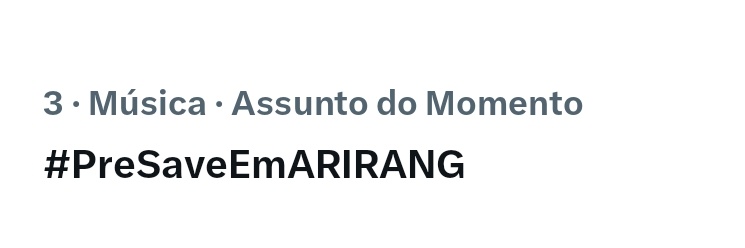 ❕ SÓ VAI NO SHOW DO BTS QUEM COPIAR E COLAR+ RT❕

PRE SAVE EM ARIRANG
#PreSaveEmARIRANG.