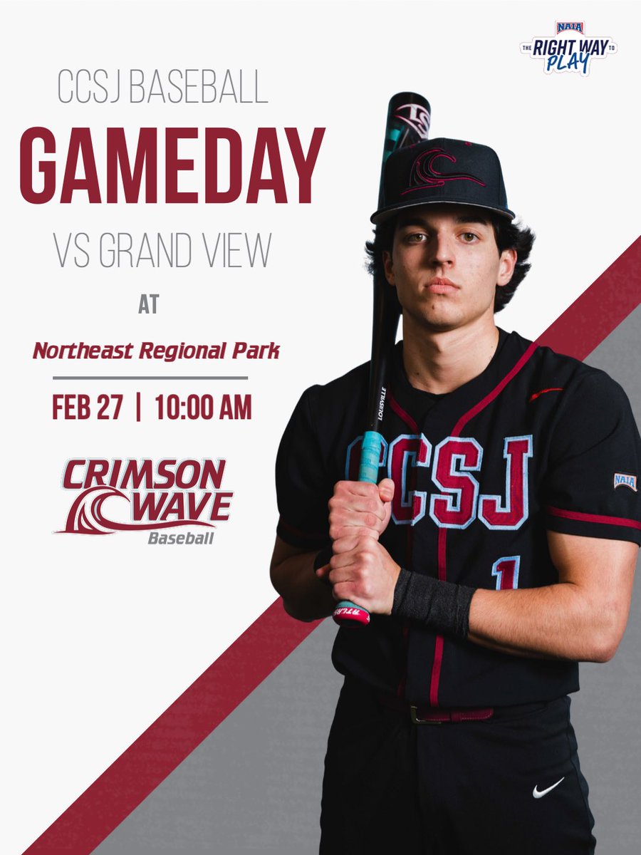 CCSJAthletics's tweet photo. 🚨 GAMEDAY 🚨

🆚 Grand View
🕙 10:00 AM CT
📍 Northeast Regional Park in Florida
#gowave 🌊 #TheRightWayToPlay https://t.co/oXihvfH6hH