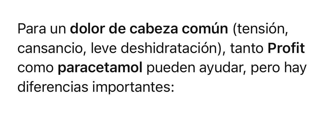Le he dicho a ChatGPT que me dolía la cabeza y qué me podía tomar; me ha recomendado tanto profit como paracetamol. Sí que es verdad que cuando estás en profit te duele menos la cabeza 😂