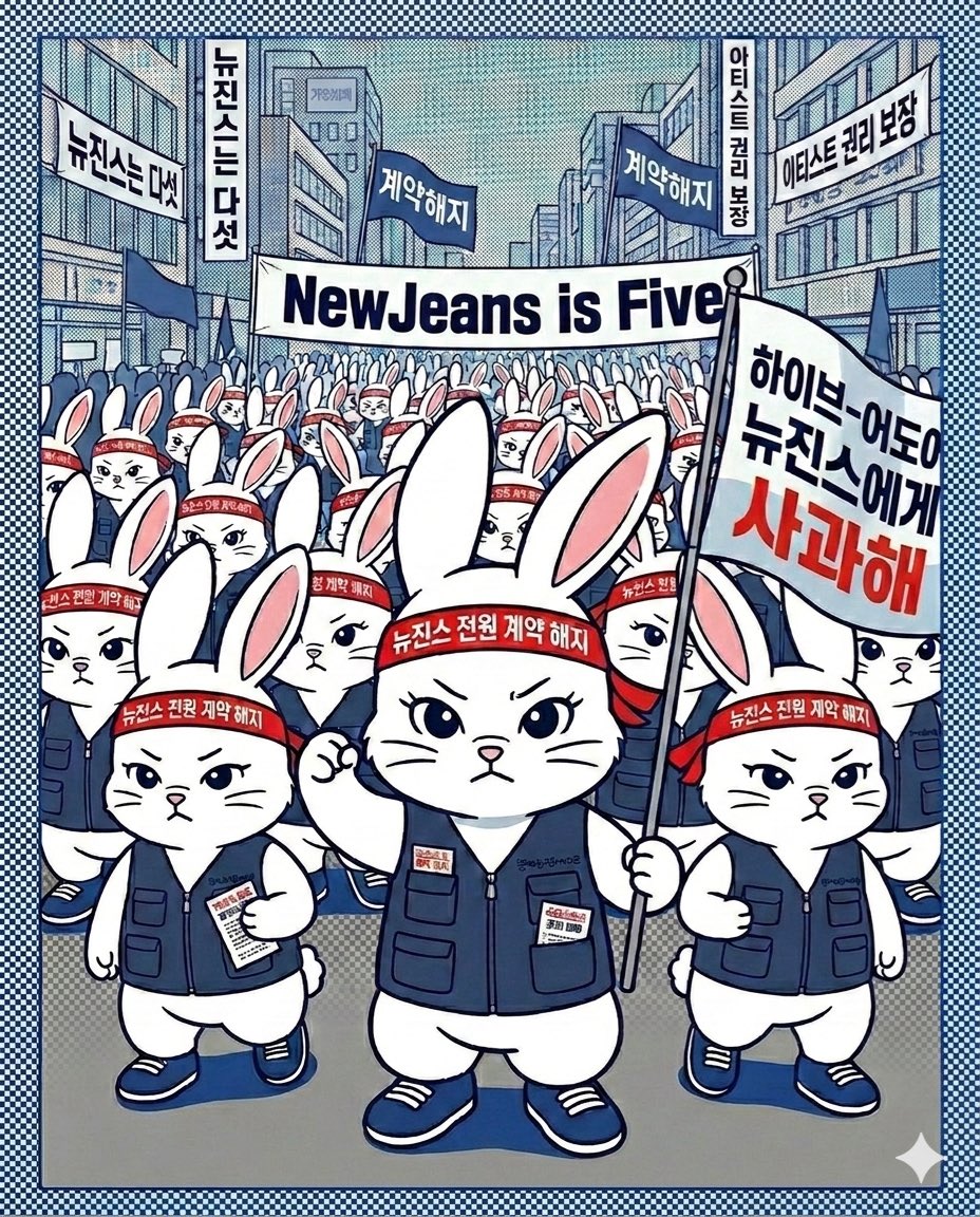 villain_gato's tweet photo. 단결💪투쟁
#뉴진스는다섯
#하이브어도어_뉴진스에게사과해
#ApologizeToNewJeans
#뉴진스전원계약해지
#하이브어도어_뉴진스에게사과해 
#ApologizeToNewJeans https://t.co/Tyb6cEHpLC