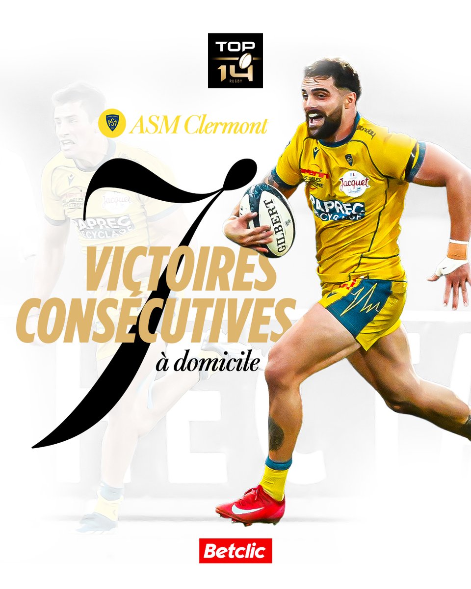 top14rugby's tweet photo. Marcel-Michelin imprenable 🏟️🔥

7 succès consécutifs à domicile pour @ASMOfficiel et plus de 6 essais par match en moyenne ⚡

#AvantMatch📊 https://t.co/GCzlSumvyt