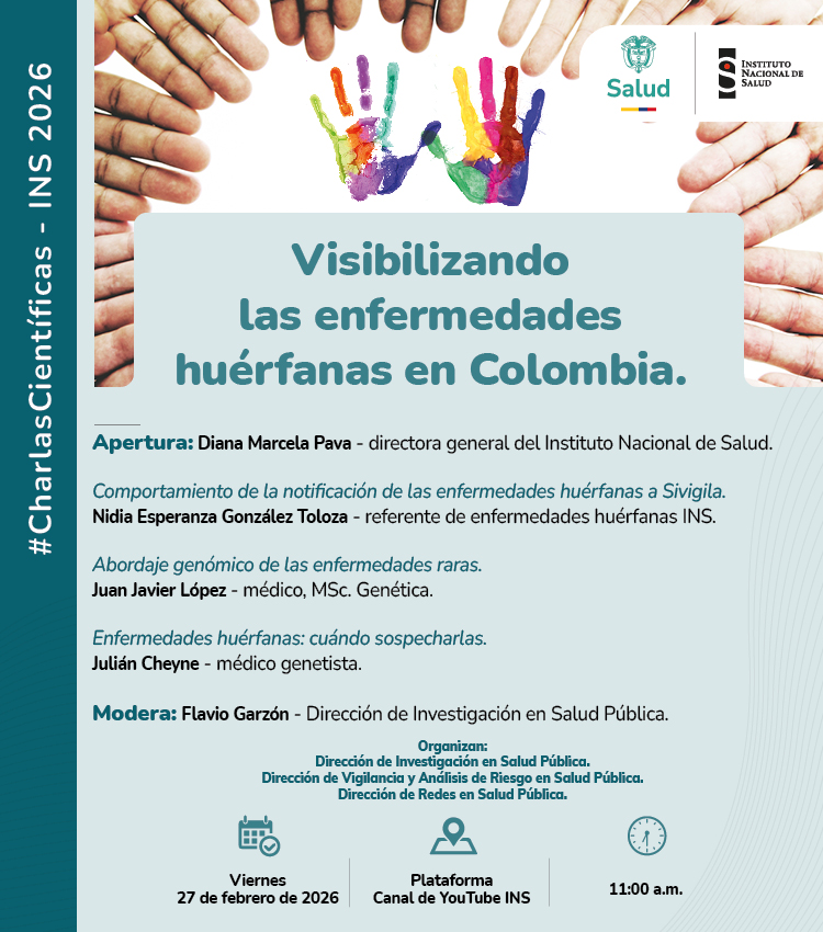 #CharlasCientíficas

🔬 Visibilizando las enfermedades huérfanas en Colombia

Desde el Instituto Nacional de Salud seguimos fortaleciendo el conocimiento y la vigilancia en salud pública.

youtube.com/live/za2FnfEtb…