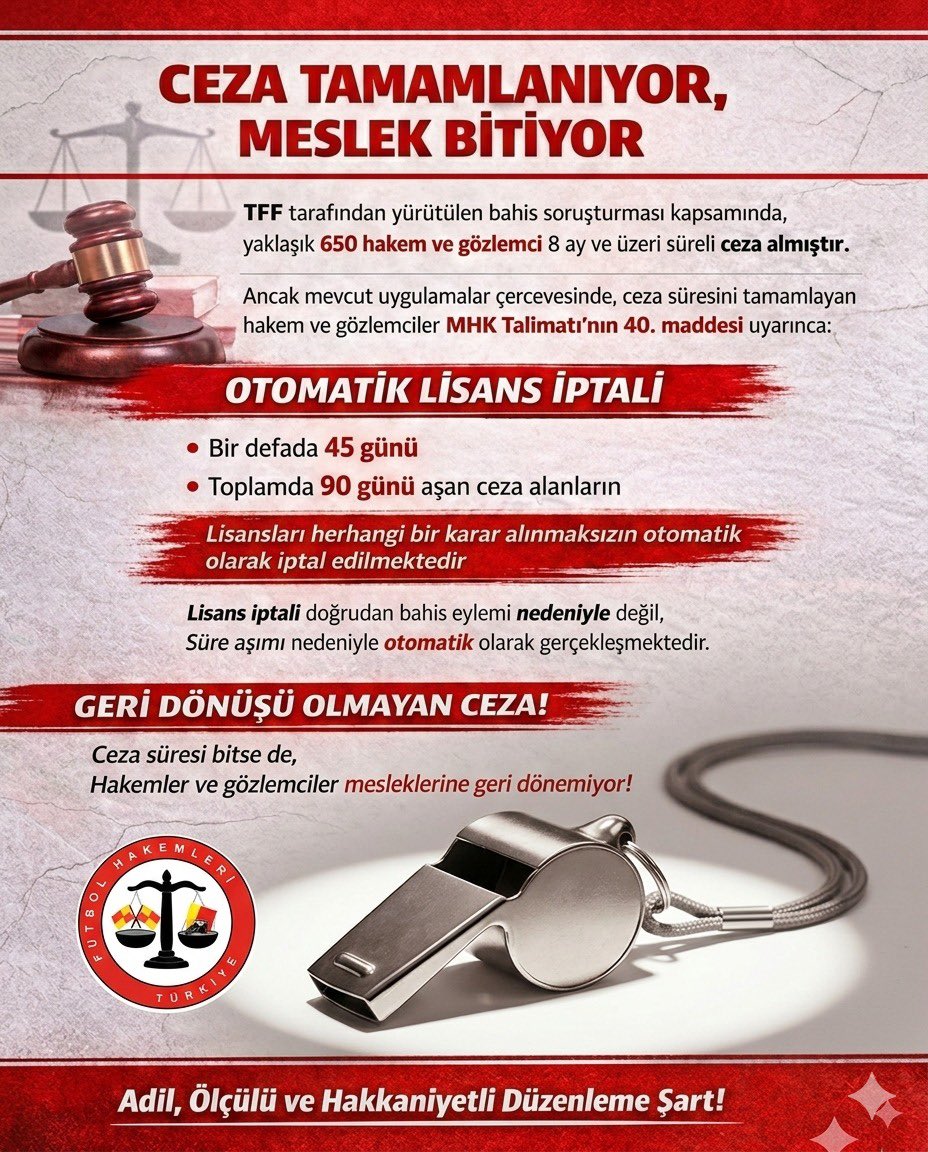 Futbol Hakemleri için ADALET tweet media