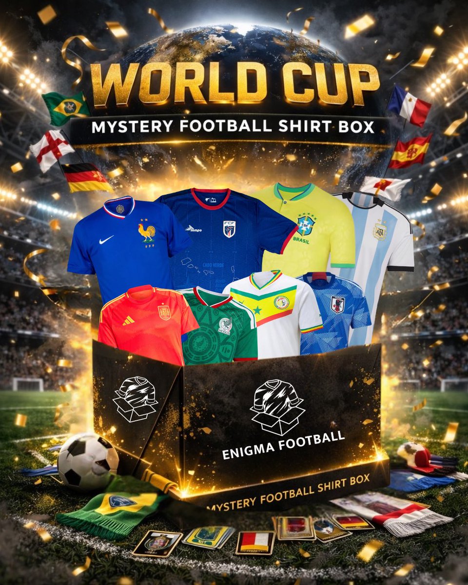 🚨 WORLD CUP MYSTERY FOOTBALL SHIRT BOXES NOW LIVE 🎁🌍

Click the link below to get yours ⬇️

enigmafootball.co.uk/products/world…