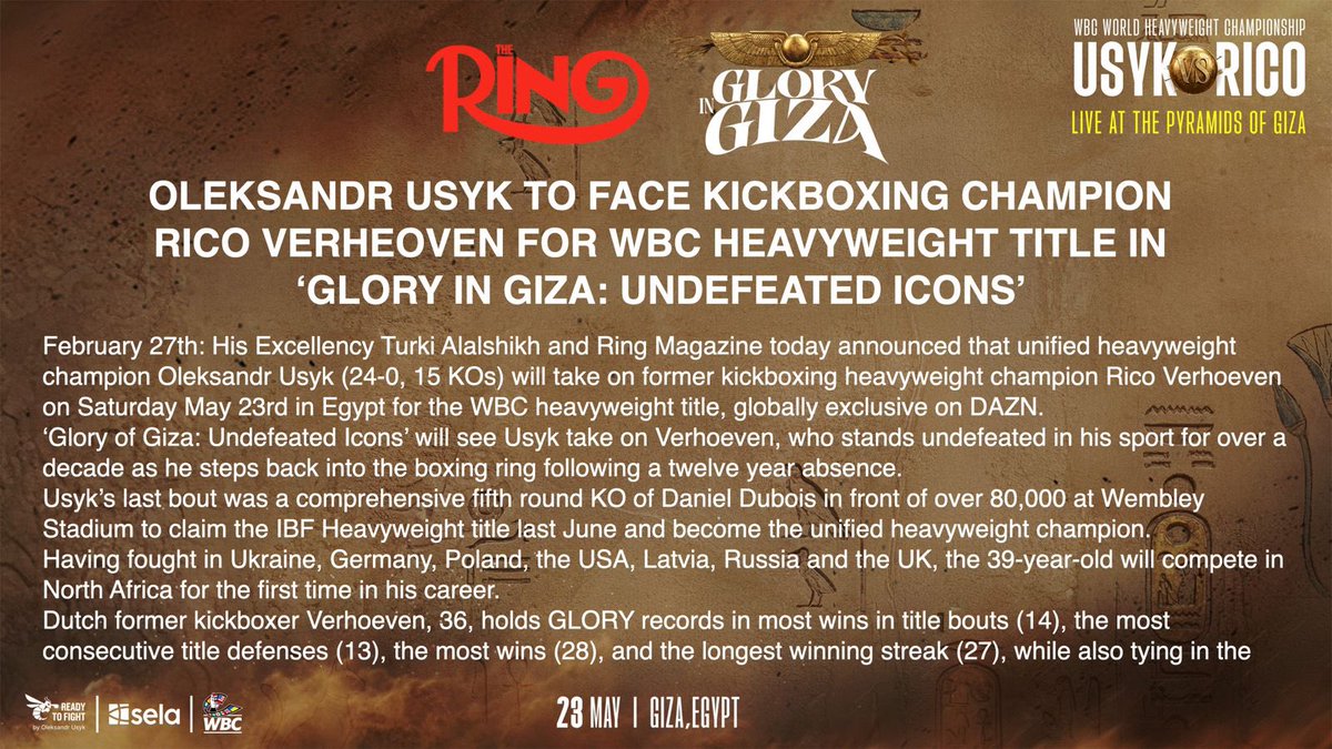 jedigoodman's tweet image. May 23

Oleksandr Usyk vs. Rico Verhoeven