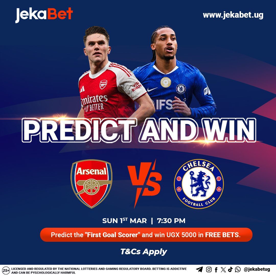 ⚽ Who scores first in the famous London Derby?
The rules are easy:
Follow JekaBetUg • Like • Share • Tag a buddy 🫱🏿‍🫲🏾

Predict the "First player to score" &amp; win a FREEBET. 💰

Up to 30 lucky winners will be selected &amp; rewarded!
#JekaBetUg | #PredictAndWin | #ARSCHE