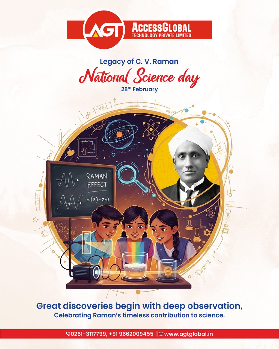 agtplin's tweet photo. C. V. Raman’s work reminds us that science is driven by observation and perseverance. On National Science Day, we celebrate his enduring contribution to knowledge and progress. ⚙️📚
#cvraman #scientificprogress #thinkscience #indianinnovation #agtpl #accessglobal #surat https://t.co/hEzCJNKwyn