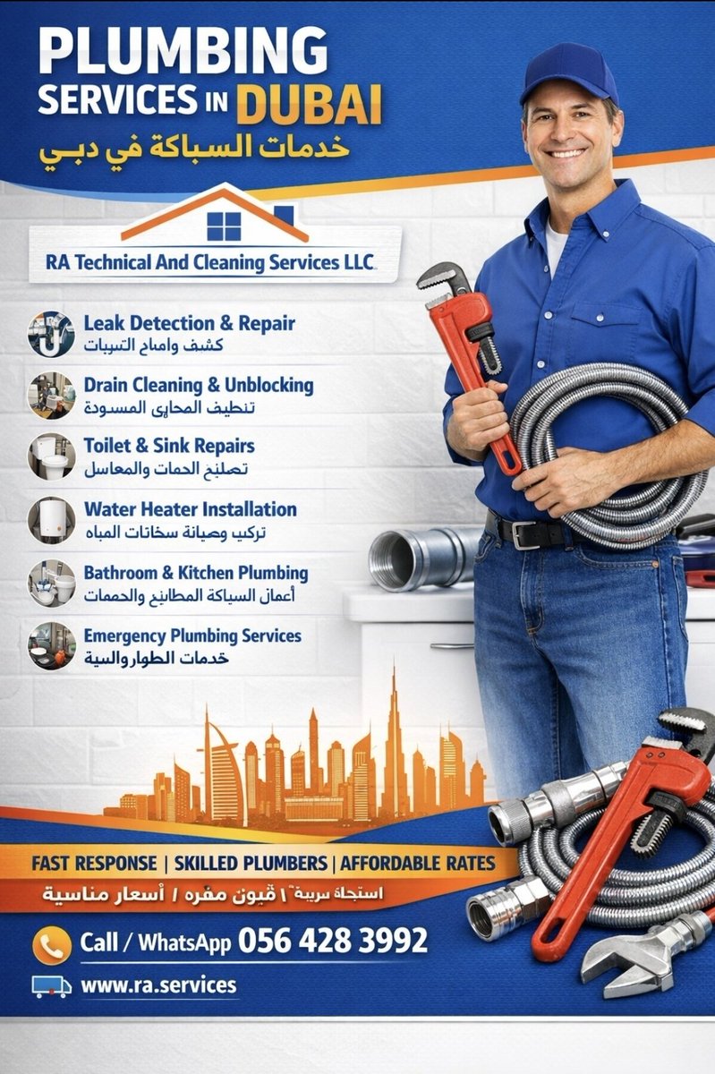 rasheddxb2007's tweet photo. Professional Plumbing Services in Dubai
RA Technical And Cleaning Services LLC provides reliable and affordable plumbing services across Dubai for homes, offices, villas, and commercial properties. https://t.co/nI5FV7kkWd