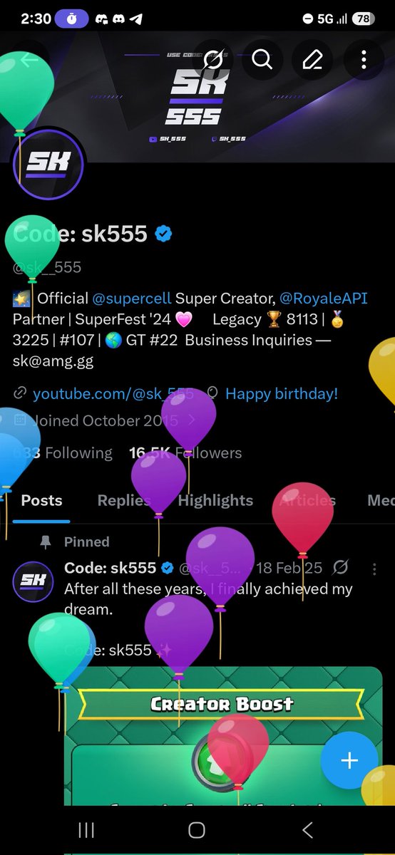 Code: sk555 tweet media