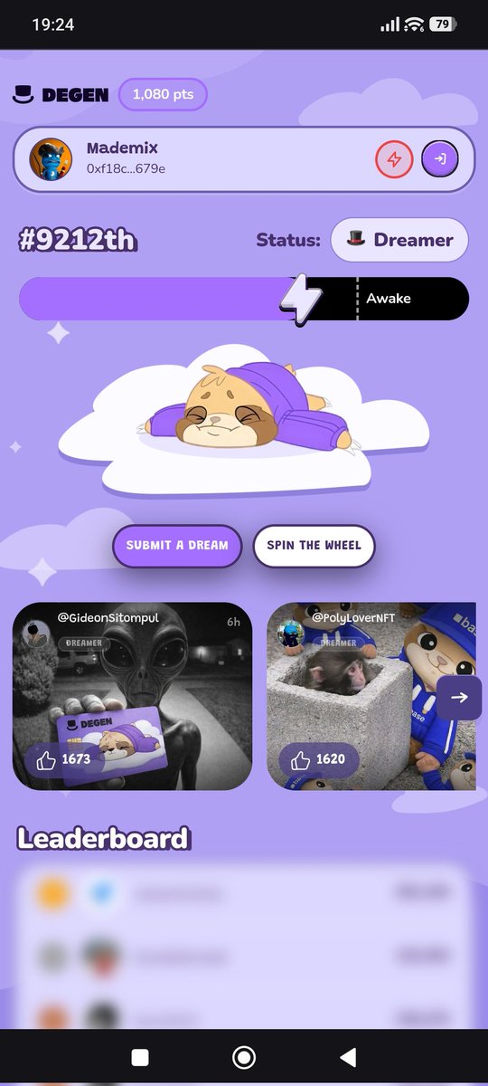 A new era of the legendary 🎩 $DEGEN
🚨 FREE mint from <a href="/degentokenbase/">Degen 🎩</a> 

1. <a href="/degentokenbase/">Degen 🎩</a> - Degen Dreams

✦ Go To Here: dream.degen.tips/login?ref=made…
✦ Connect Your Twitter 
✦ Complete The Tasks 
✦ Spin The Wheel (Daily)
✦ Hold 1M $DEGEN for GTD 
✦ Collect Points