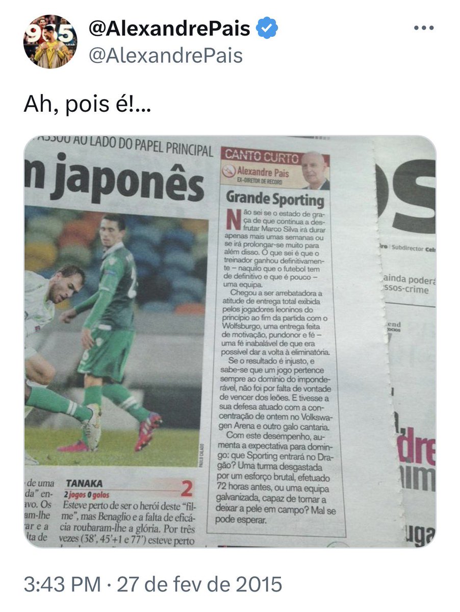 E há 11 anos, também antes de um FC Porto-Sporting…😂