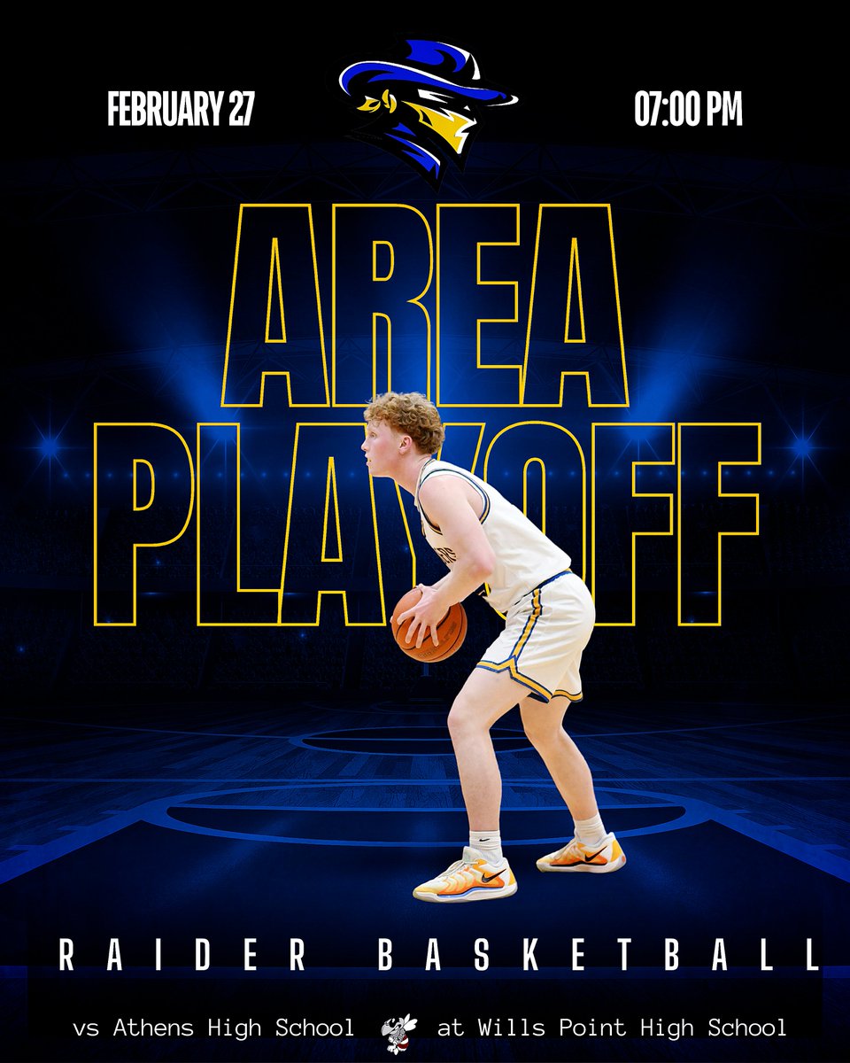 It’s WIN or GO HOME.

Raiders AREA PLAYOFF TONIGHT!
🗓 February 27
⏰ 7:00 PM
📍 Wills Point High School
🆚 Athens

Raider Nation we need you there. 
Let’s pack the gym. 

#WE>ME #VLG