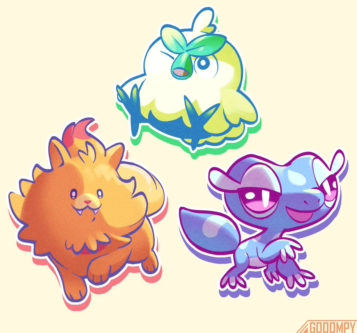 「browt, pombon, and gecqua <3 #pokemon」|gooompy artのイラスト