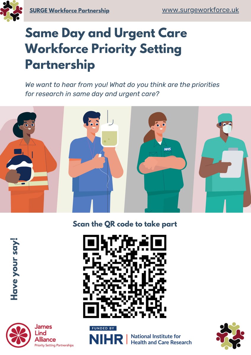 AACE_org's tweet image. The Same Day &amp;amp; #UrgentCare priority (#SURGE) setting partnership needs YOUR help in understanding what you think are the most important research questions for future workforce research.

Please complete the survey here! 🙏
&amp;gt; uwe.eu.qualtrics.com/jfe/form/SV_0B…