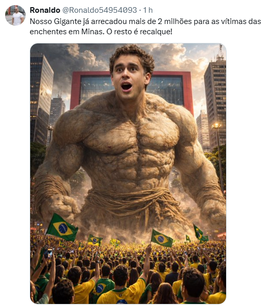 Nikolas Ferreira votou contra o projeto de empréstimo de quase R$ 900 milhões contra chuvas e enchentes para Minas Gerais.

Agora arrecadou 2 milhões para os afetados numa vaquinha on-line e está fazendo propaganda disso.

Pode fechar o país, o último que sair apague a luz...