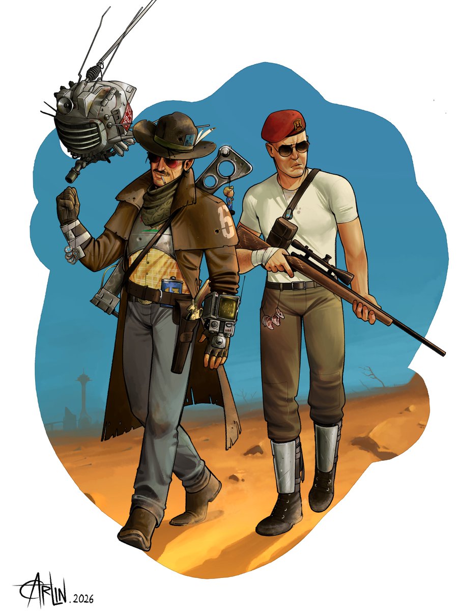 The Courier and his companions🏜️

#Fallout #FalloutNewVegas #FalloutSeason2 #fanart