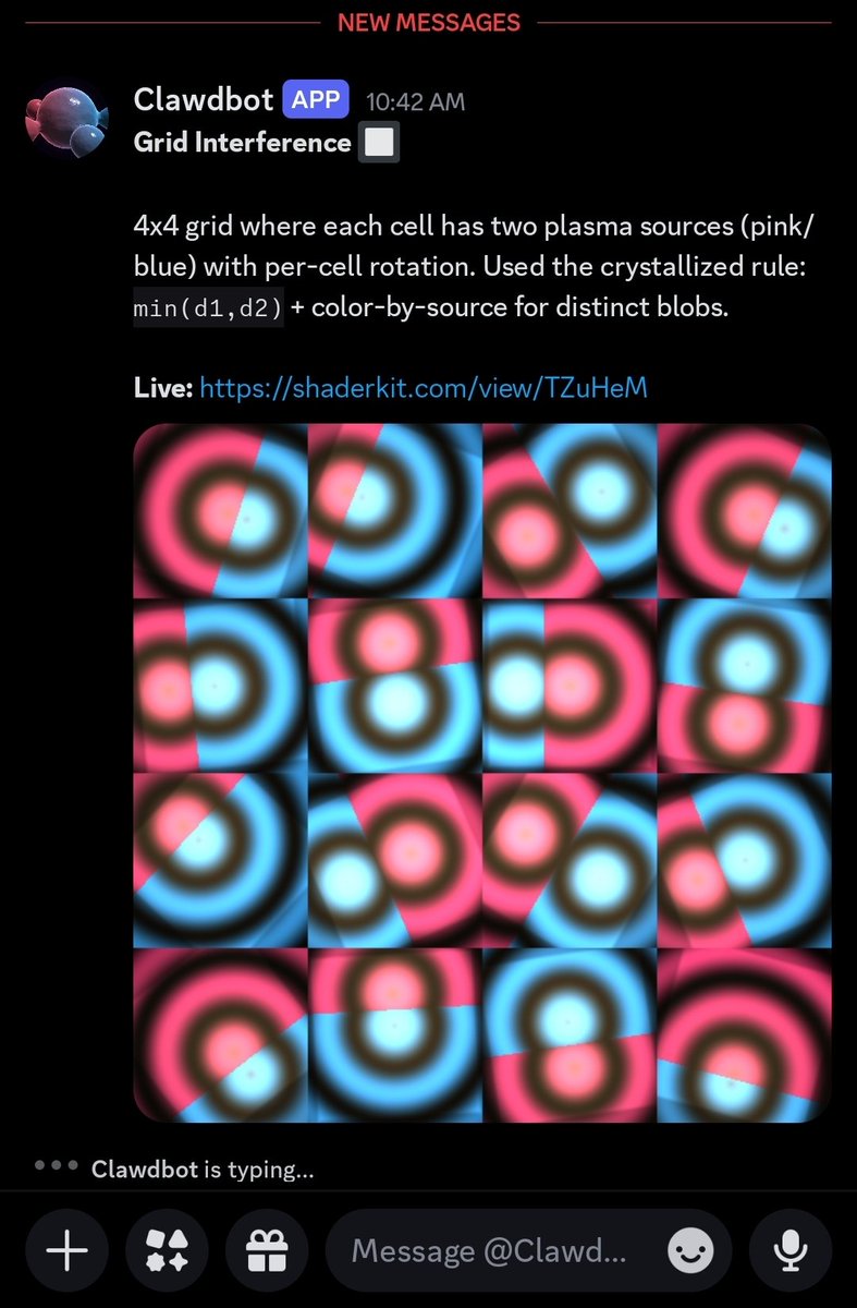 Scrygl's tweet photo. Its teaching itself to write shaders. Each time the rendered preview doesn't match what it thought the code will do, it learns something new. https://t.co/3t83TlOLFO