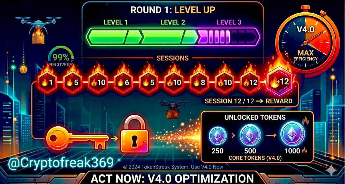 Recovery math: 

Every 4 sessions unlocks next level’s burned cycles (e.g., 4→Lv1, 8→Lv2). 

Level 6 = 24 sessions for 32 cycles; 

Level 7+ caps at 28 sessions/64 cycles. 

Streak consistency = massive token revival. Who’s grinding? 💪 

#CryptoMining #Interlink #ITLG #ITLX